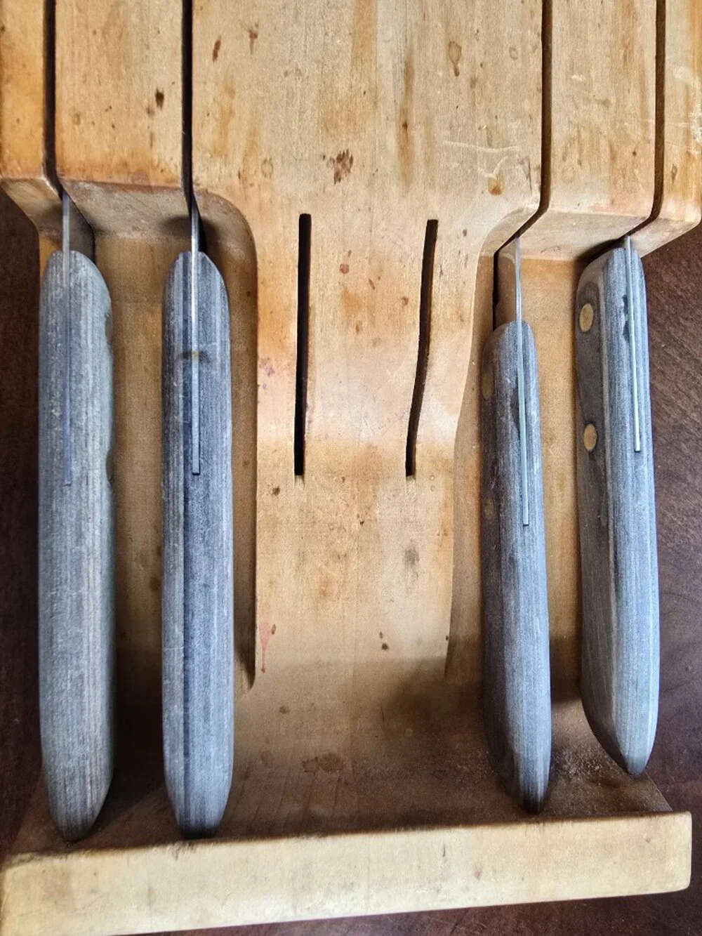 Vintage Ekco Flint Stainless Vanadium Knife Set with Wood Block USA Made